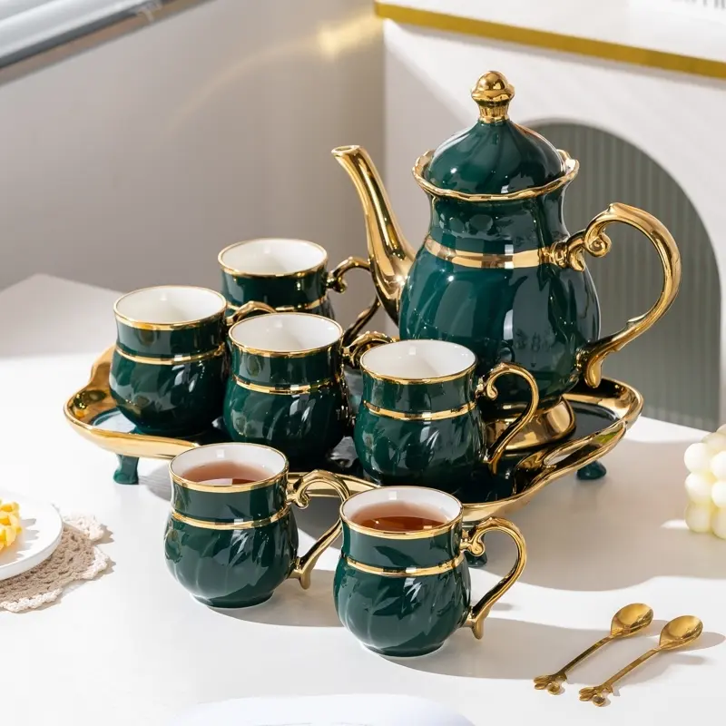 Luxury Banquet Tea Set, Vintage European British Afternoon Tea Set, Tea Party Set, Includes Coffee Pot, Guest Teacups, Home Teapot, High-Quality Tableware, Ceramic Matcha Set