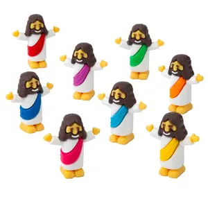 Mini Jesus Figurines in Bright Color Sash Assortment, 1 1/2" Bulk 72 Pcs