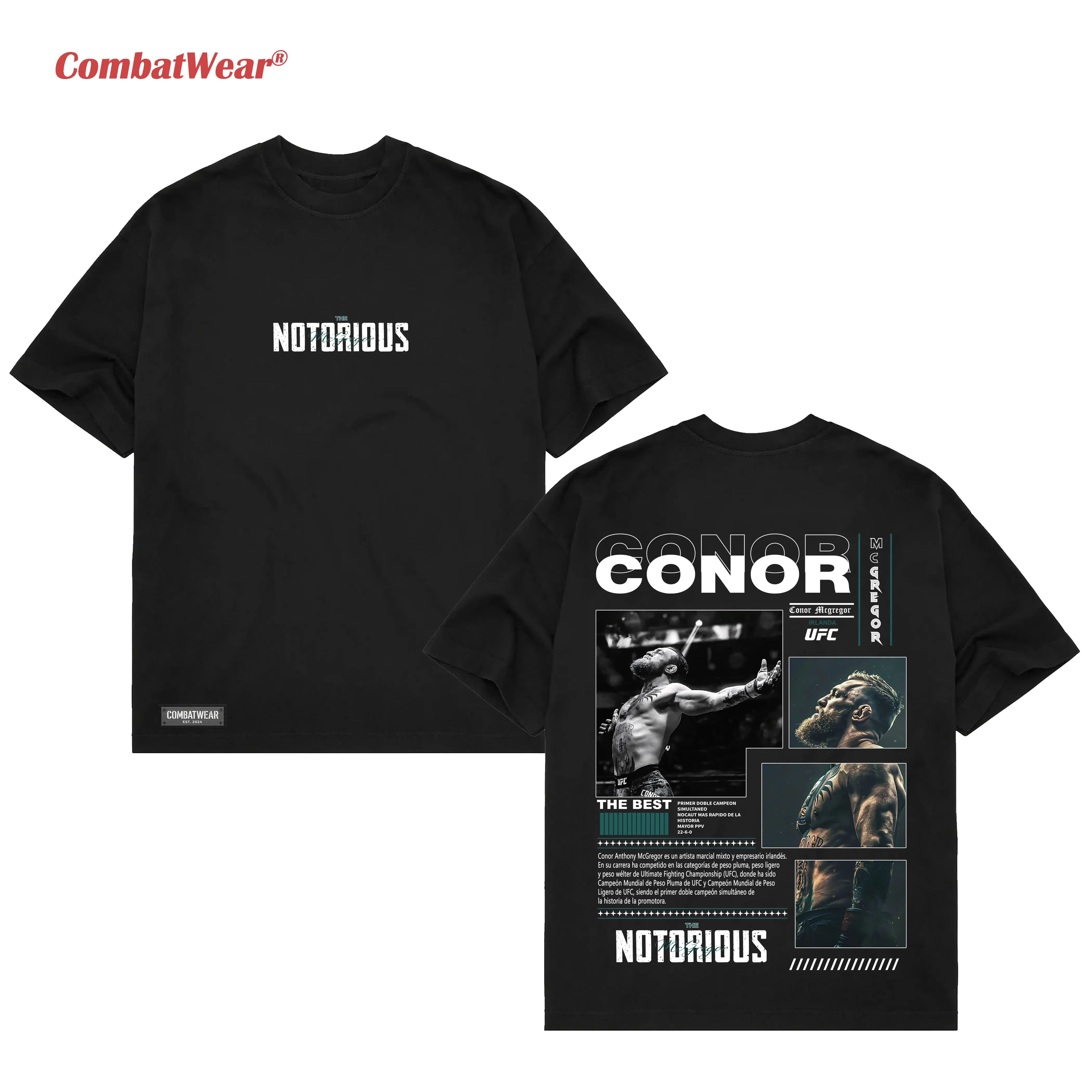 COMBATWEAR CONOR MCGREGOR TEE, The Notorious UFC, MMA Graphic Tee, UFC MMA Shirt, Gym Wear, Gift for Fighters, Sports Apparel