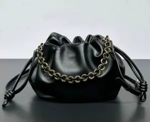 Small cinch leather bag- gold chain strap & leather strap