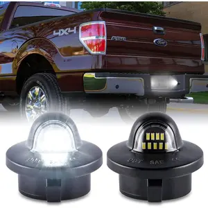 License Plate Light Assembly LED Tag Lamp Replacement for Ford F150 F250 F350 F450 F550 Superduty Bronco Excursion Ranger Expedition Explorer Rear Plate Lights, 6000K White, 2PCS (Black)