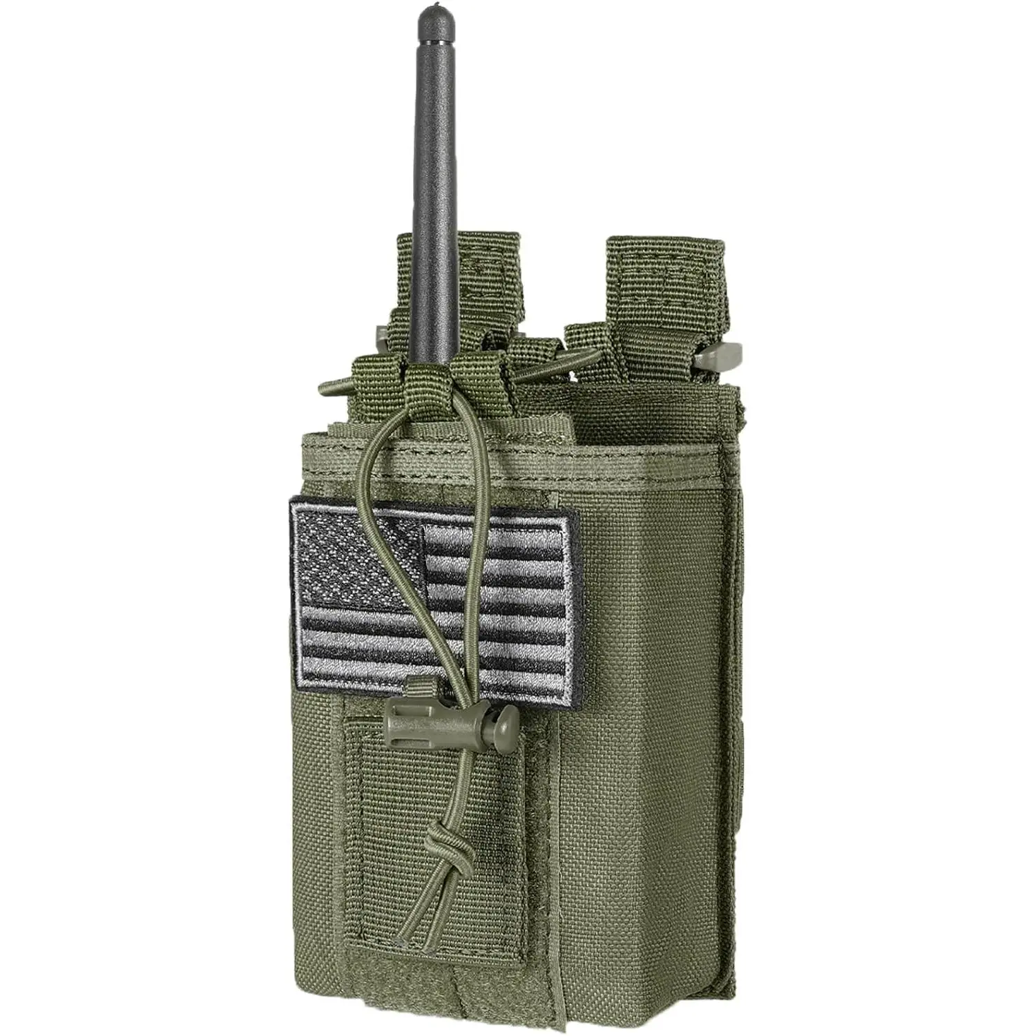 P-PCS038  Tactical Radio Holder Radio Holster Molle Radio Pouch Universal Radio Case Military Heavy Duty Radio Bag for Police Firefighter Two Ways Walkie Talkies Vest (Army green)
