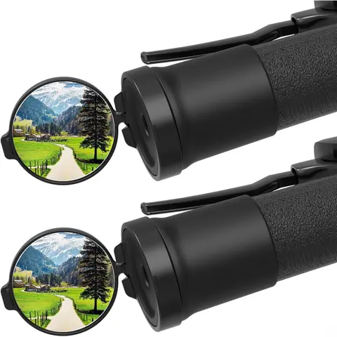 MoKo Unisex 2-Pcs 360° Adjustable Handlebar Mirrors for E-Bikes, Biker Accessories with Foldable Lenses, Durable Acrylic & Silicone, Compact and Space-Saving Cycling Gear