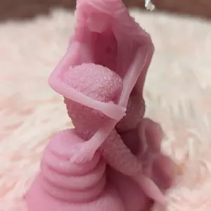 Mermaids Handmade Candle - Pink Design with Unique Shape and Texture - Handcrafted Artistic Candle Decor Decoration