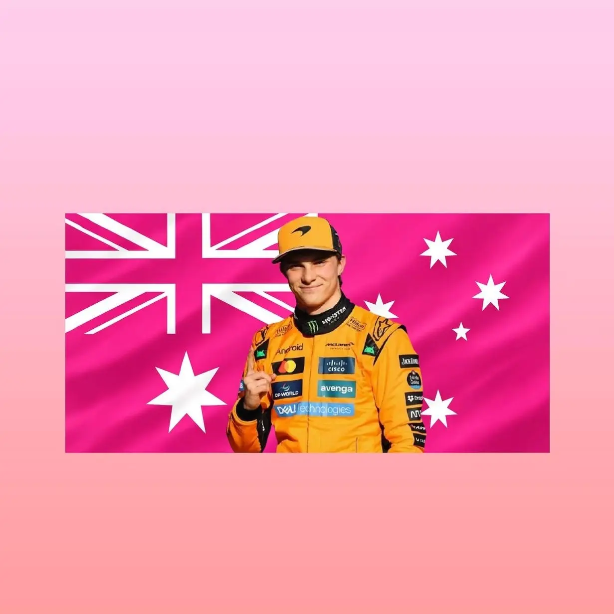 Oscar Piastri Pink Australian Flag Tapestry – F1 Driver Wall Art | Racing Fan Decor | Aesthetic Pink Australia Flag | Motorsport Gift