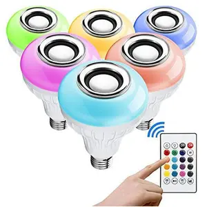 AC 85-265V 12W E27 LED Light Bulb with Bluetooth Speaker Music Remote Control Color Changing RGB Lamp for Bedroom Party Decor