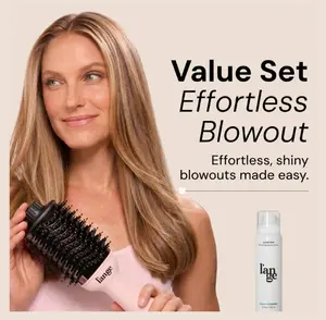 L'ANGE HAIR -  Effortless Blowout Duo Value Set - Le Volume 2-in-1 Titanium Brush Dryer, Glass Hair Thermal Blowout Primer Curling Iron Wand, Smooth, Glowup, Glow Up, Hair Tools