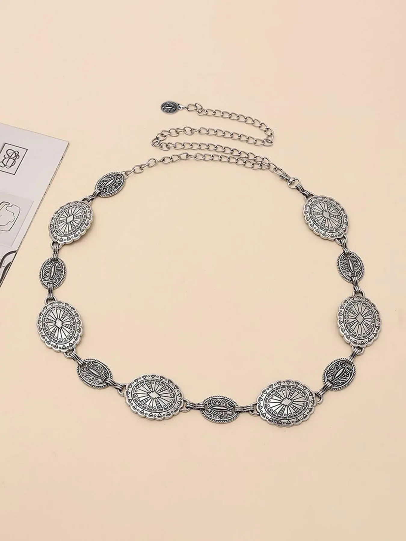 Women's Boho Style Vintage Chain Belt, Retro Trendy Textured Metal Design Casual Waist Belt, Fashionable Clothes Accessories for Daily & Party Decor, Charm, Decorative Belt