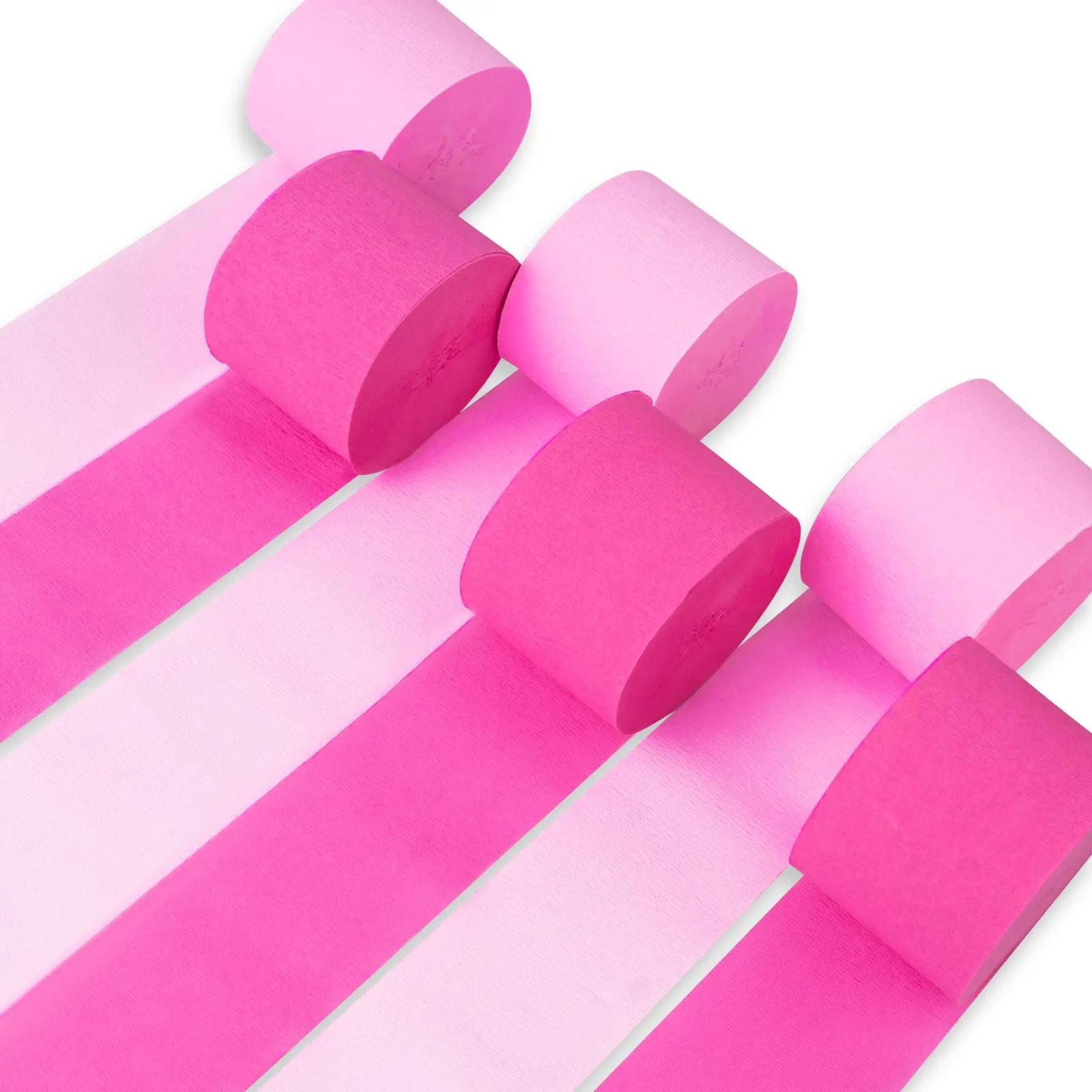 PartyWoo Pink Crepe Paper Streamers, 6-Piece 492ft Pack, Light Blush & Hot Pink Party Supplies, Home Decor for Birthday, Baby Shower (Doors, Windows, Fireplaces)