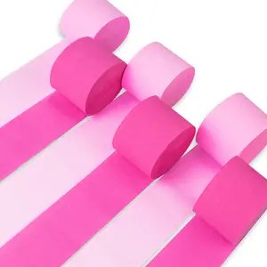 PartyWoo Pink Crepe Paper Streamers, 6-Piece 492ft Pack, Light Baby Pastel Hot Pink Decor, Party Supplies Gifts for Birthday & Baby Shower (Home Supplies)