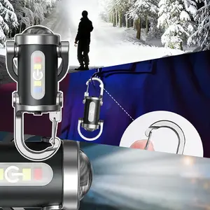 Super Bright Mini Keychain Flashlight with USB Rechargeable, Waterproof & Compact Design, Dual Function as Power Bank for Outdoor Camping Hiking Emergency Use, 7 Lighting Modes, Black ABS Build, Includes 2 Flashlight & 2 Cable