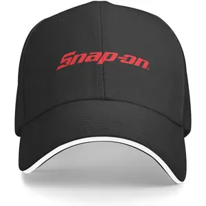 Snap-On Tools Adjustable Black Baseball Cap - Polyester Dad Hat for Men, Sporty Style, Casual Headwear |   Cap |   Adjustable Fit Cap