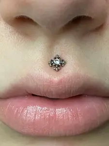 16g Cross Medusa Piercing • Medieval Cross Lippy Loop Labret Lip ring • Comfortable Surgical Steel Lip Ring • Cross Whimsigoth Lip Piercing
