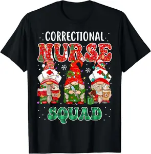 100% Cotton Groovy Correctional Nurse Christmas Gnome RN Forensic Nurse T-Shirt