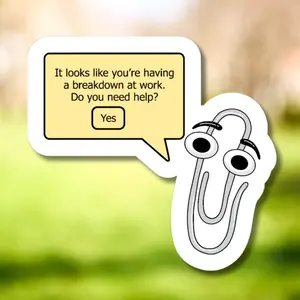 Funny Breakdown at Work Paperclip Sticker, Office Humor Decal - Work Stickers - StickerLover Shop