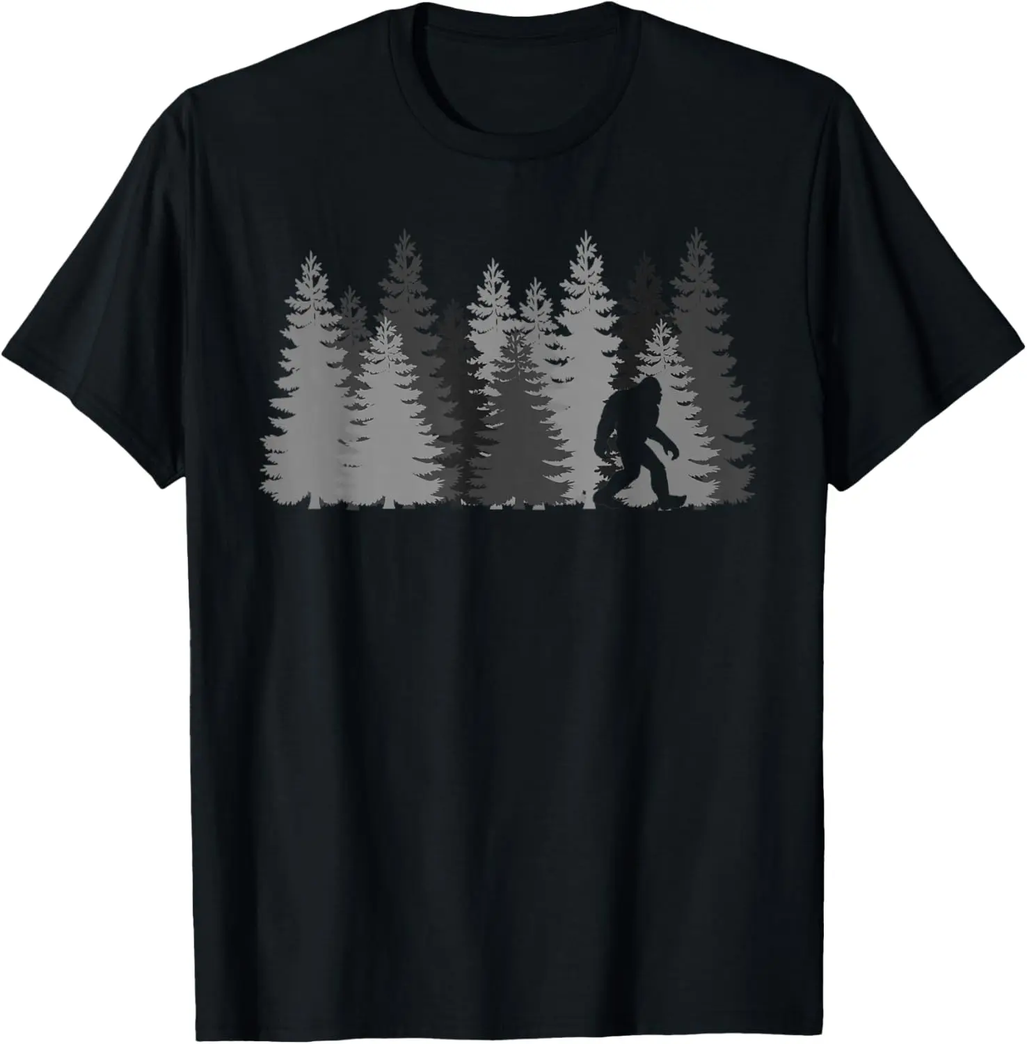 Bigfoot in the Forest Sasquatch T-Shirt Pure Cotton Graphic Tees Menswear Top: Gifts for Men & Women Streetwear Sleeves