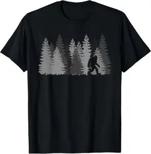Bigfoot in the Forest Sasquatch T-Shirt Pure Cotton Graphic Tees Menswear Top: Gifts for Men & Women