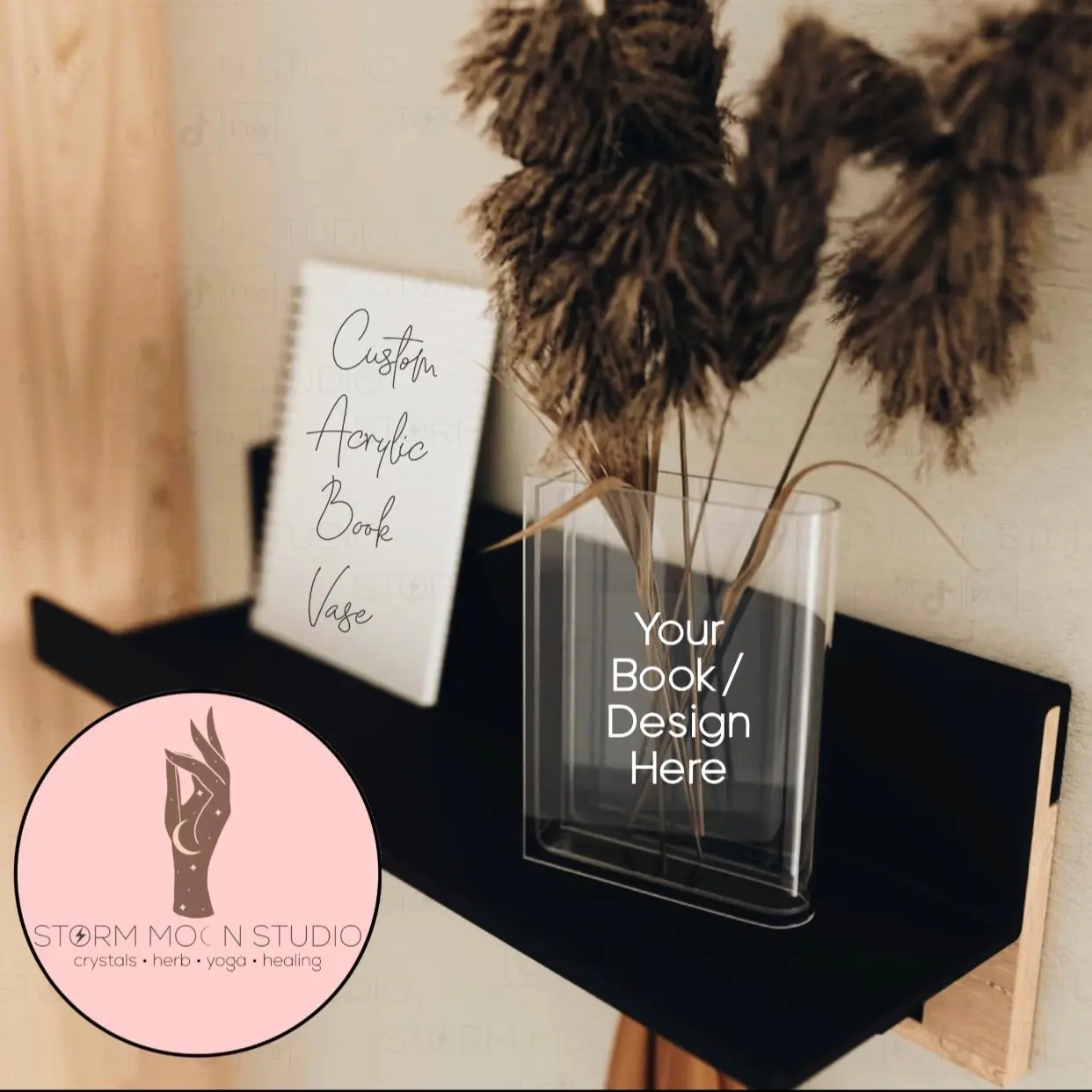 Custom Book Vase - Clear Book Vase for Book Lovers and Bookshelf Decor with Unique Decoration
