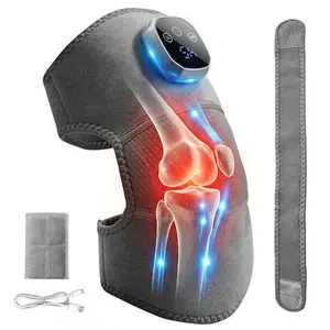 3-in-1 Heated Knee Massager with Vibration - 4 Heat/3 Massage Modes, Smoke-Free Moxibustion Design, Mugwort Bag Insert, 2000mAh Battery,15 minutes per cycle /6 cycles/1.5Hours Type-C Charging Perfect for Home Office Car Daily Use & Gift