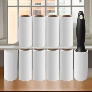 Pet Hair Roller Set, Strong Adhesive Sticky Roll Lint Remover with Handle and 10 Replacement Papers, Ideal for Cat Dog Fur Clothes Sofa Carpet Furniture