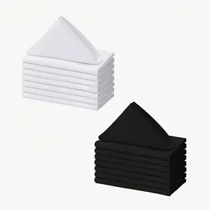 10/20/50 white cloth napkins 17x17 and 20x20 inches - 100% polyester, stitched edges, washable elegant dinner napkins for weddings, parties, formal events