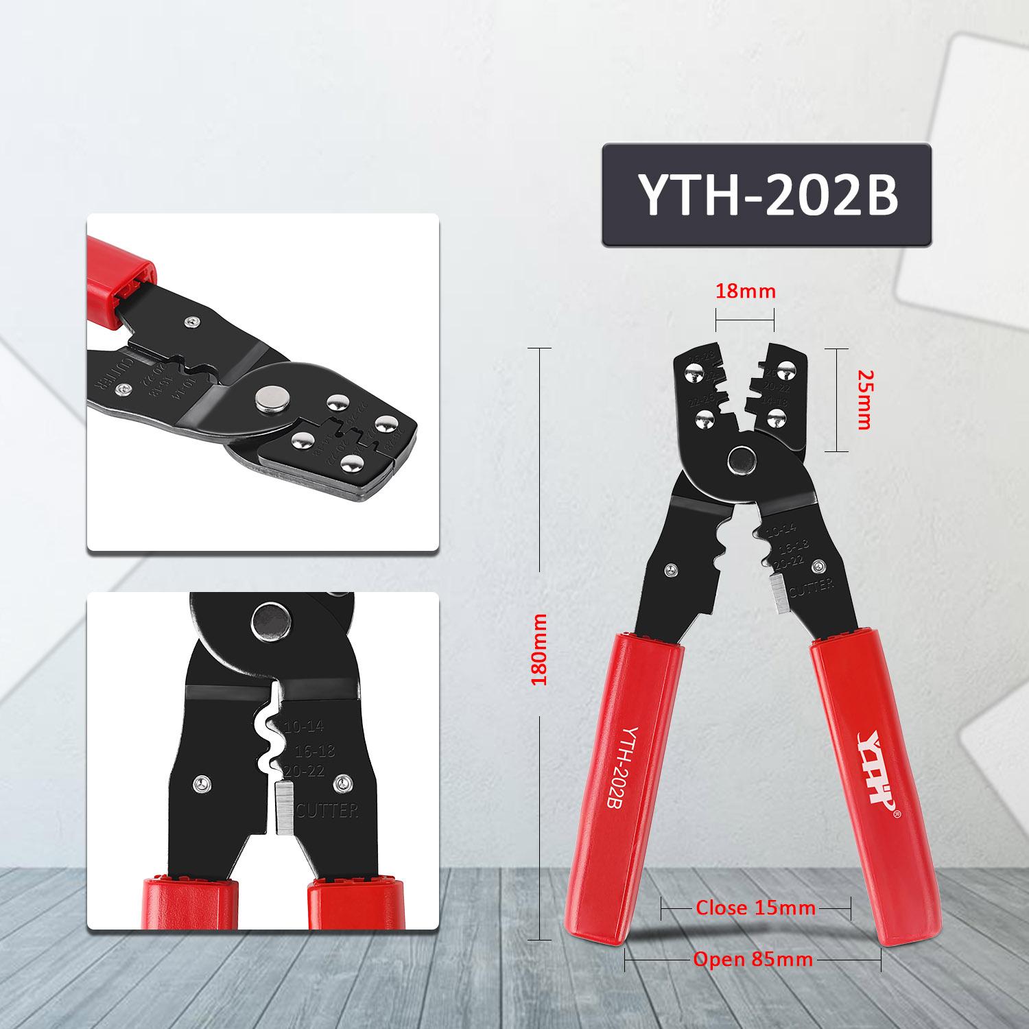 Portable Multi-Function Wire Crimper YTH-202b - Heavy-Duty Cable Crimper & Terminal Crimping Tool with Wire Stripper/Cutter, Handheld Pliers for Electricians, DIY, for & (22mm² Capacity)