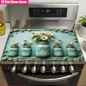 Electric stove countertop cover - Jade green&Jade green kitchen countertop protection pad, with anti slip base, heat-resistant surface, essential for home chefs, oven pad, coffee machine pad, kitchen drain pad, dining table insulation pad, Durable