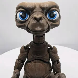 Flexis ET with Stand 3D-Printed Figure 6 Inches Tall Red-Painted Fingertip Iconic Movie Design Perfect for Collectors Display Shelves or Unique Gifts