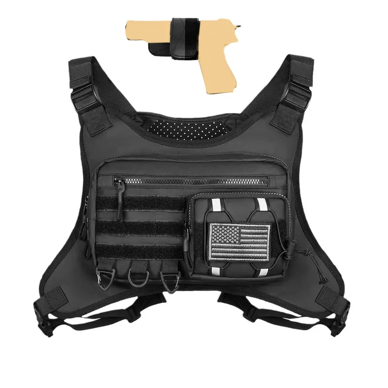 BIGWIG Men's Tactical Chest Rig - Adjustable, Multifunctional, Lightweight, Water-Resistant, Breathable, Close-Fitting, Mesh Back, Holster-Compatible Hands-Free Utility Pouch for Running, Outdoor Use (Tactical Accessories, Men's Fanny Pack & Belt Bag)