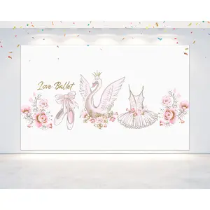 Ballerina Birthday and Baby Shower Backdrop 5x3 FT