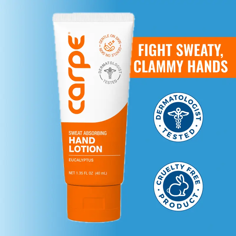Carpe Sweat Absorbing Hand Lotion for Sweaty, Clammy Hands - Improve Grip and Fight Sweaty, Slippery Handshakes - Dermatologist Tested