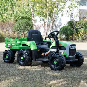 24V Kids Ride-On Tractor with Trailer - 400W Motor 6-Wheel Electric Farm Truck, Parent Remote, Bluetooth, Soft Start, 3-Speed Battery-Powered Toy for Kids Outdoor Play, Toddler Gifts (2-4 Year Old Boys, Green)