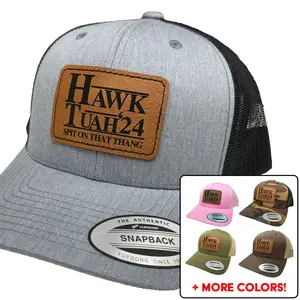 Hawk Tuah Spit On That Thang Trucker Hat Snapback with Leather Patch, Hock Tuah '24 Spit On That Thang, Gift For Him, Boyfriend Gift, Funny Gift, Funny Hat, Meme Hat, Hawk Tuah Merch Hat