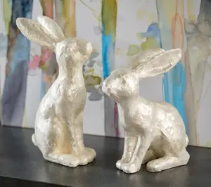 Set of 2 Capiz Bunnies by Valerie