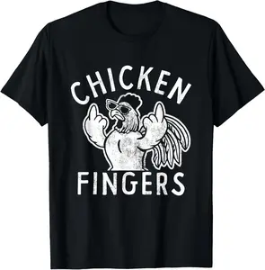 100% Cotton Chicken Fingers, Middle Fingers, Funny Chicken T-Shirt