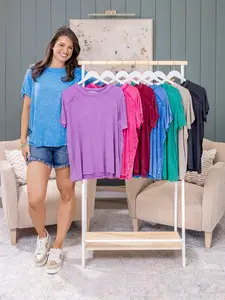 Zenana Round Neck Short Sleeve Oversized Washed Top | S/M-2X/3X