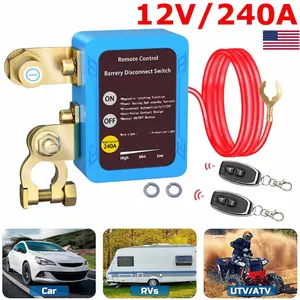 12V Smart Battery Kill Switch 240A, Automatic Voltage Sensing Disconnect Switch with Dual Remote Controllers, Low Voltage 11.8V Auto Cut Off Power Isolator for Truck RV Trailer Marine Vehicle