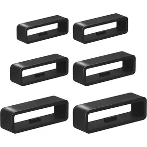 6 Pcs Watch Band Keepers, 16mm/18mm/20mm/22mm /24mm/26mm Watch Strap Holder Loops Retainer, Black Silicone Watch Band Fastener Rings Replacement Parts for Smart Sport Watches