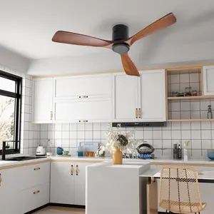 FUFU&GAGA 52" 3-Blade Wood Ceiling Fan with Remote Control and Timing, Brown Modern
