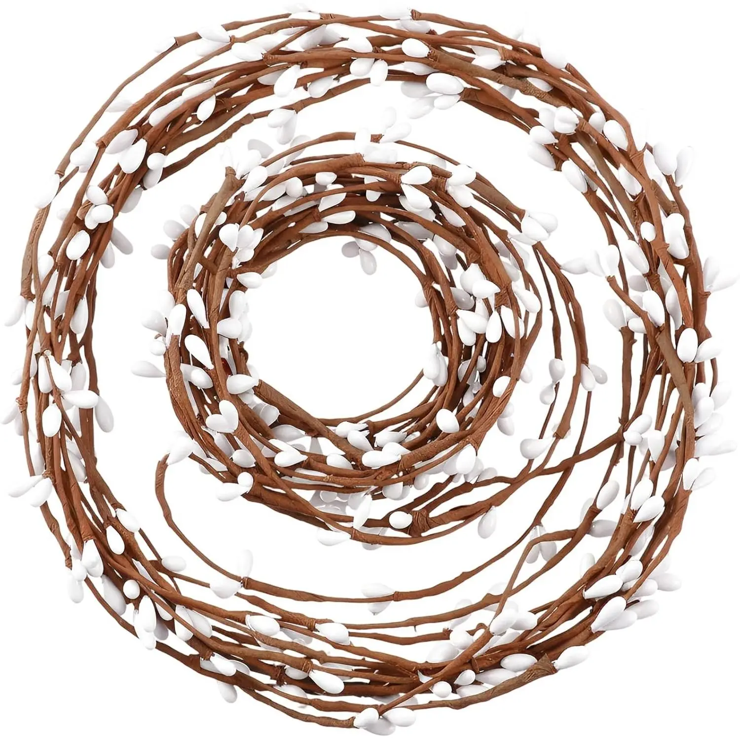 2 Rolls 40 Feet Double Pip Berry Garland Country Floral Craft Decor Artificial White Christmas Decoration