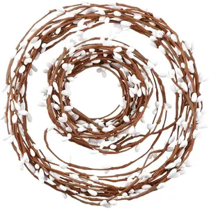 2 Rolls 40 Feet Double Pip Berry Garland Country Floral Craft Decor Artificial White Christmas Decoration