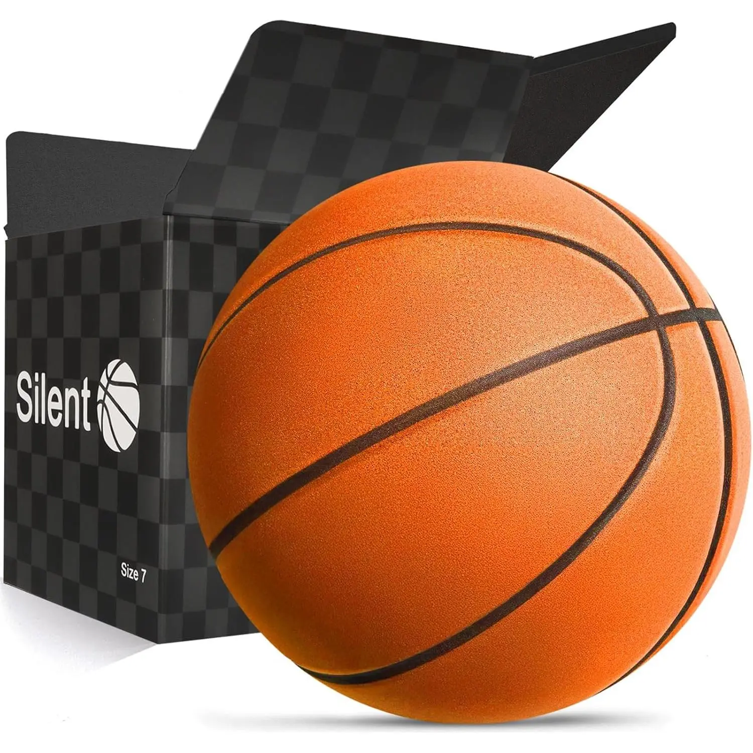 Silent Basketball Size 7 (29.5")| Noiseless Indoor Training Basketball - Quiet Dribbling, Grooved Airless PU Foam Ball with Real Feel & High Bounce