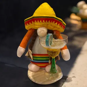 Cinco De Mayo Female Gnome Plush Gnome Doll With Margarita Glass