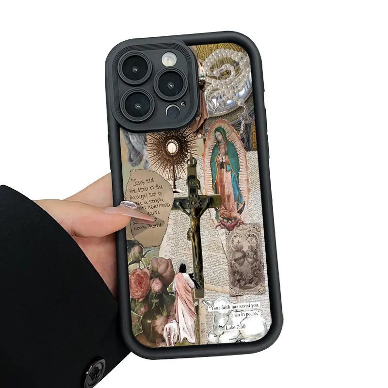 Protective Soft Silicone iPhone Series Case - Fits 17 Pro Max,15 Plus,16,14,13,12,11,Air,XS,XR,E, Religious Virgin Mary Design, Anti-Scratch, Shockproof TPU Mobile Phone Accessory