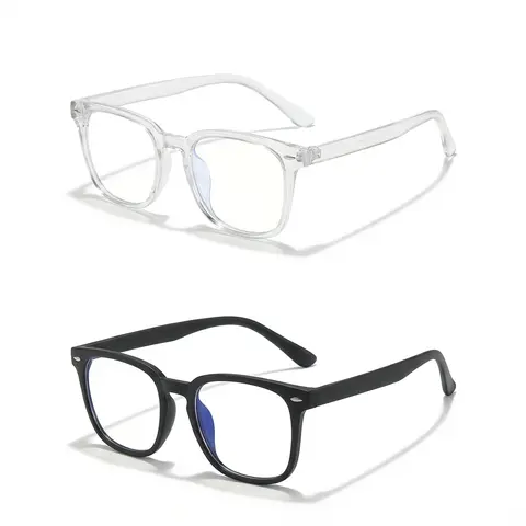 Men's Blue Light Glasses - 1/2 Pack Comfortable Casual Eyewear, Unisex Daily Eyeglasses for Computer Use & Eye Strain Relief, Fashion Accessory Eyewear