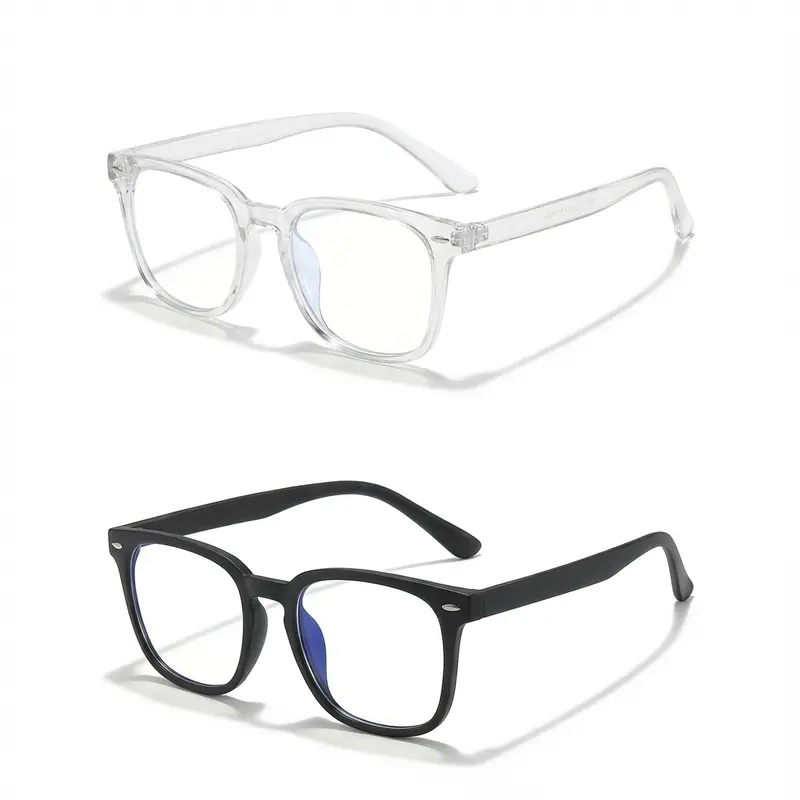 Men's Blue Light Glasses - 1/2 Pack Comfortable Casual Eyewear, Unisex Daily Eyeglasses for Computer Use & Eye Strain Relief, Fashion Accessory Eyewear