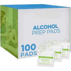 Hand Sanitizing Wipes - 100 Individually Wrapped Alcohol Prep Pads with 70% Isopropyl - Sterile 2-Ply Antiseptic Swabs for First Aid, Cleaning, Travel and Everyday Use