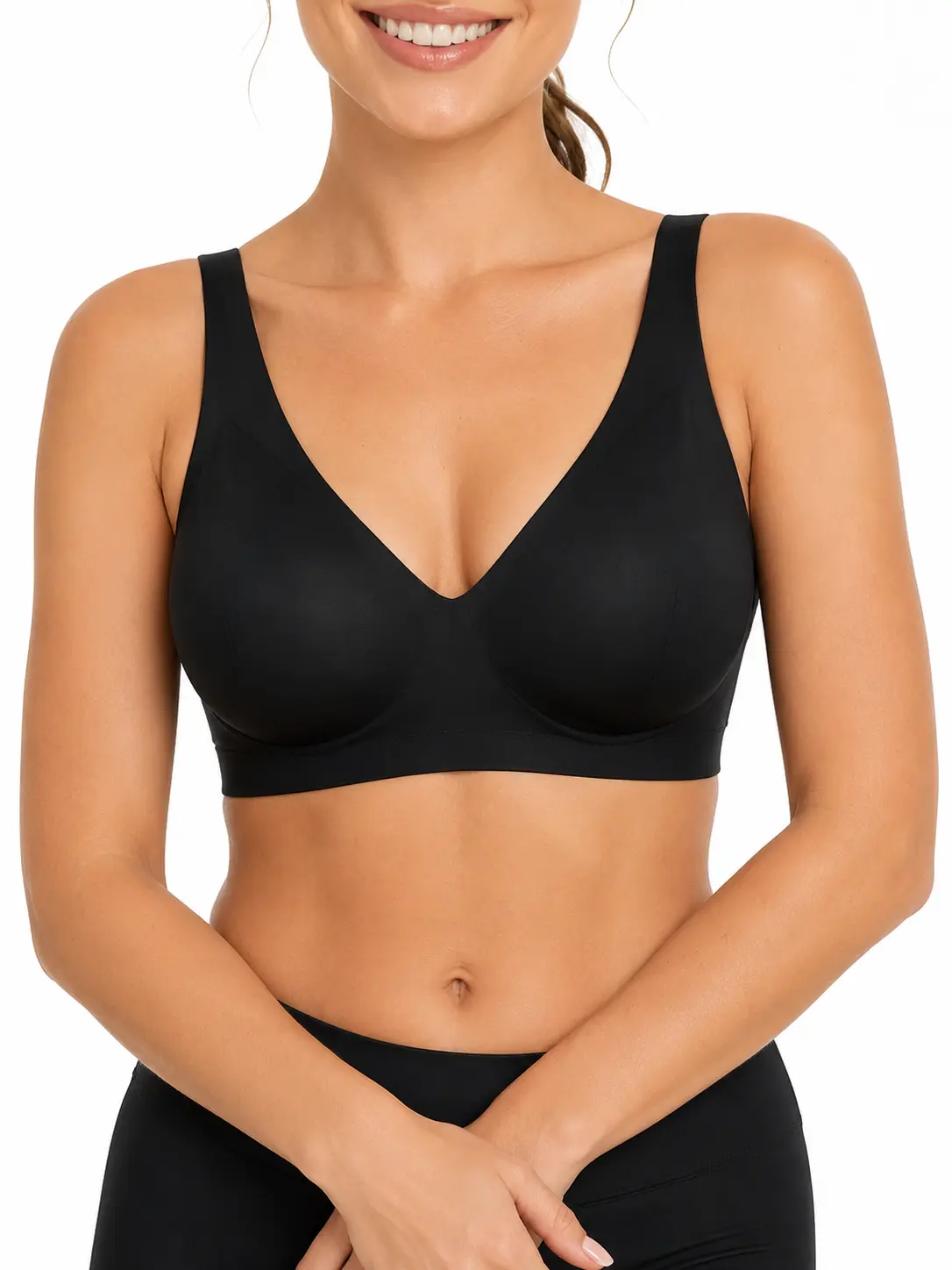 Jelly Wireless Womens Comfortable Wireless Bras Push Up Bralettes Seamless Tshirts Bras Deep V Everyday Bras