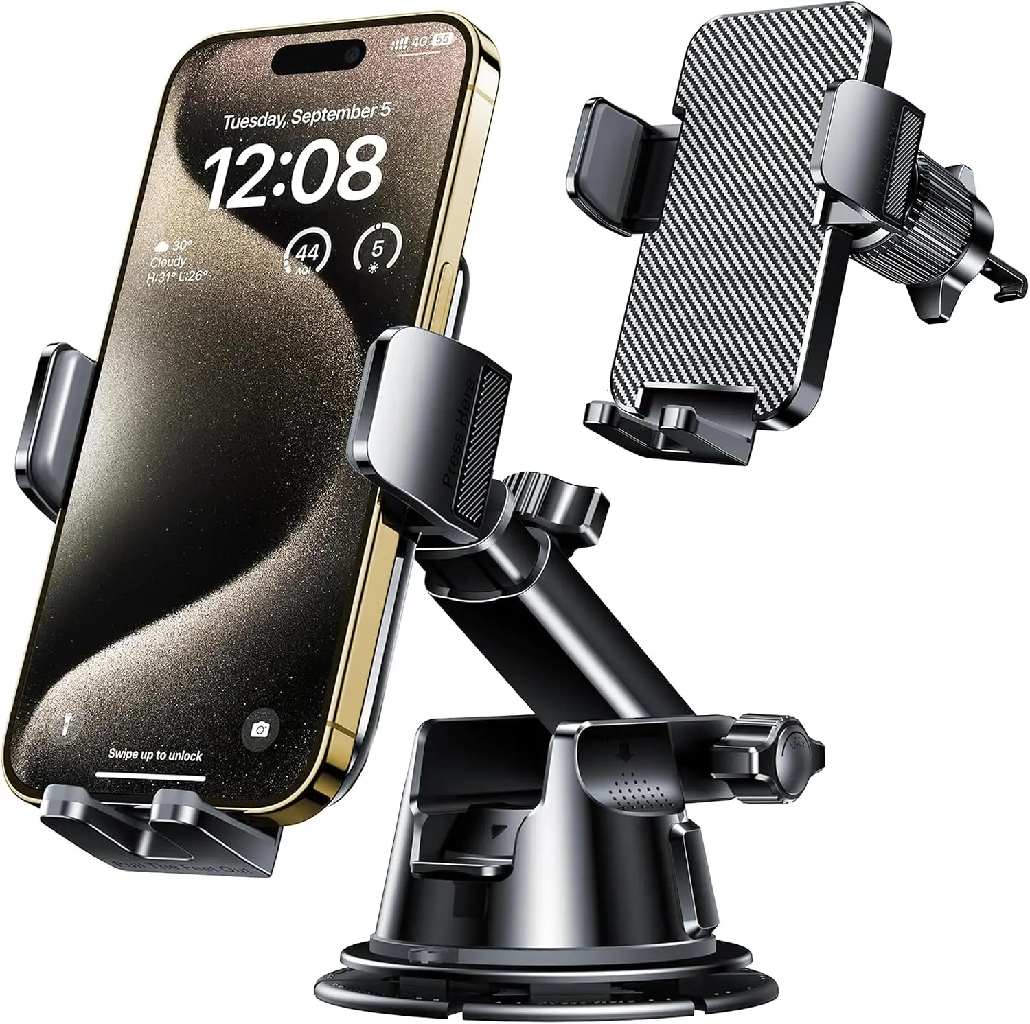 DIBMS Dash Mounted Holders Phone Holders for Your Car Phone Mount for Car Windshield Dashboard Air Vent Universal Desk Mounts Hands Free Automobile Cell Phone Holder Fit for iPhone Smartphone