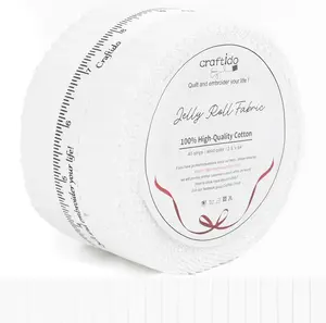 Craftido 100% Cotton Jelly Roll Fabric 40 Strips 2.5" x 44" Precut for Quilting Sewing Crafting Home Decor 40 White Mothers Day Gift tiktokshopspringglowup